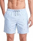 MaaMgic Ropa de Baño para Hombres Bañador para Vacaciones Short de Playa Natación Secado Rápido Piscina Ancla,Azul Blanco Ancla,M