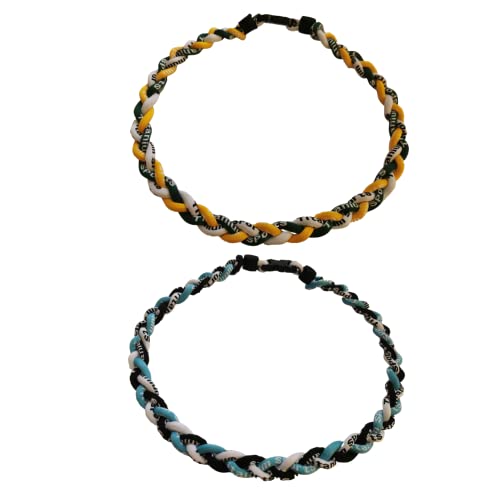Three Colors Braided Rope Tornado Necklace 2 Pieces Titanium Sport Baseball Necklaces For Boys Men-A #TOP26