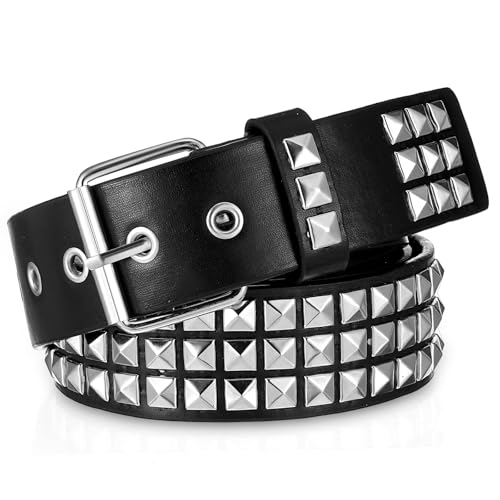 Studded Hole Belt Y2K Adjustable Double Grommet Belt Stud Black Punk Goth Cool Clothes for Women Men Chunky Costume for Jeans Dress Halloween Cosplay Music Festivals Apparel