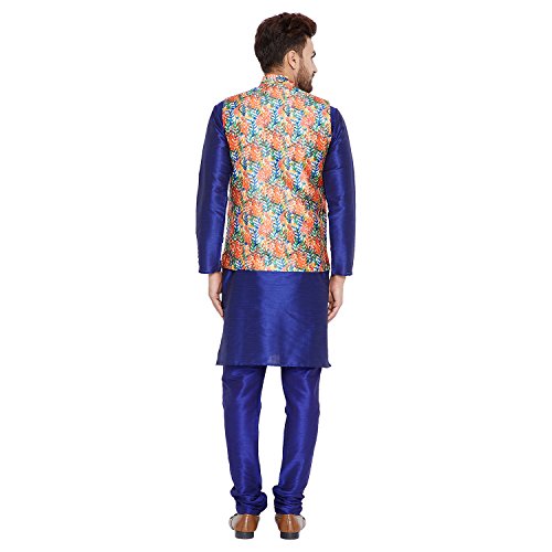 Image of SOJANYA (Since 1958, Men's Silk Blend Grey Kurta Pyjama & Silk Blend Jacket Combo
