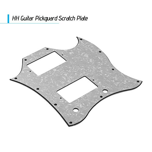 RuleaxAsi Placa do risco do Pickguard da guitarra do PVC HH para a pérola branca das guitarra elétri