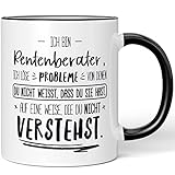 JUNIWORDS Tasse, Ich Bin Rentenberater, ich löse Probleme, von denen du Nicht weißt, DASS du Sie hast, auf eine Weise, die du Nicht verstehst, Schwarz (5007984)