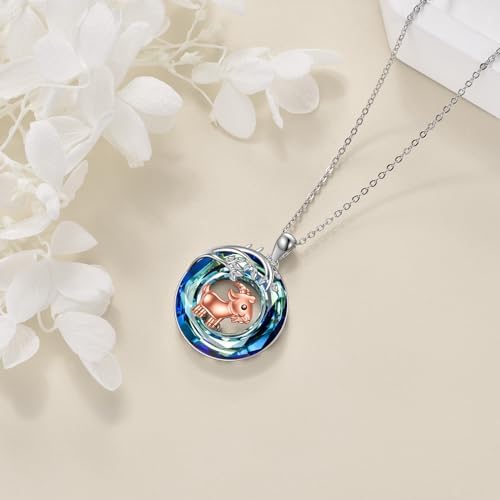 VENACOLY Goat/Cow/Pig/Guinea Pig Necklace Sterling Silver Heart Pendant Animal Necklace Jewellery Gifts for Women