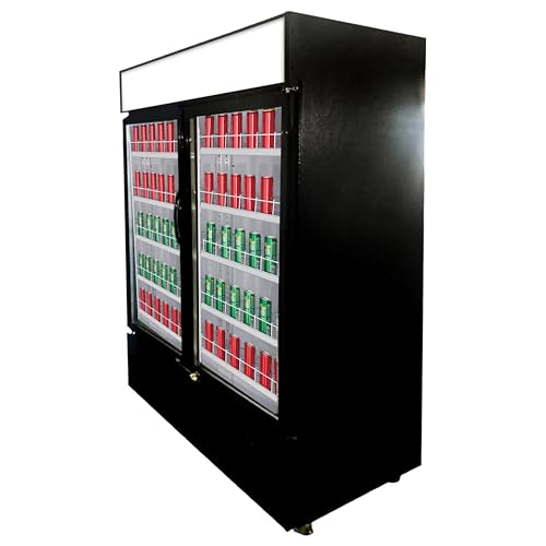 Elite Kitchen Supply Commercial Glass Door Merchandiser Refrigerator, 39.9 cu.ft, Double Door Display Cooler, Black, LED Lighting CDM-50R