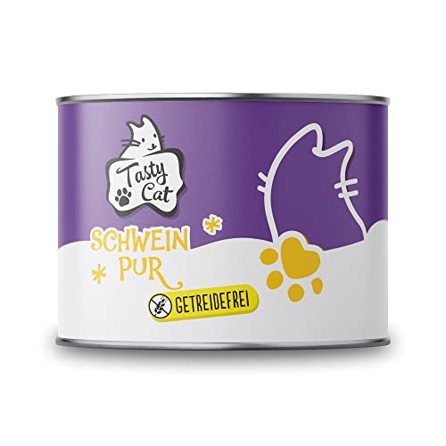 Tasty Cat Nassfutter für Katzen Schwein PUR 6 x 200g. | getreidefrei | zuckerfrei | Monoprotein