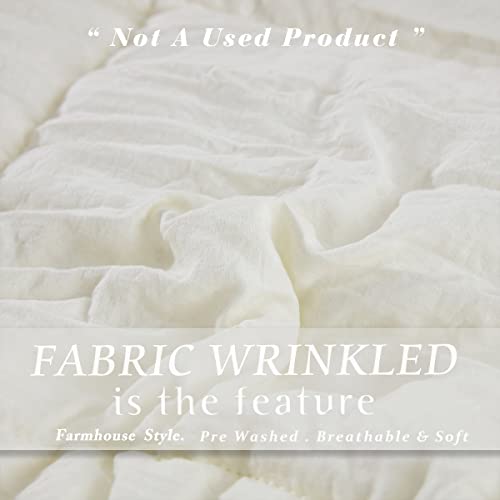 Hig Pre Washed Down Alternative Comforter Set Queen - Reversible Chic Quilt Design - Box Stitched With 4 Corner Tabs - Lightweight For All Season - Ivory Duvet Comforter With 2 Pillow Shams #TOP2