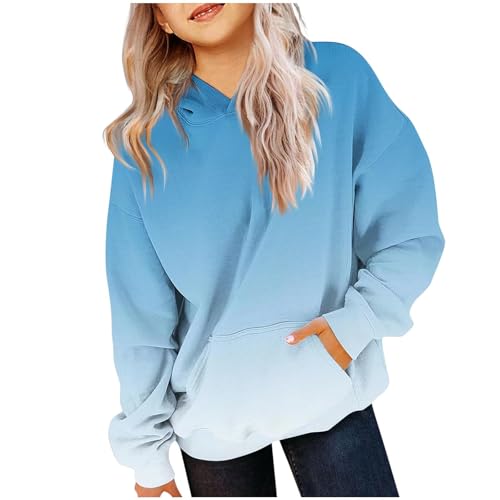 Shirts for Teens Hoodies for Teen Girls Cute Hooded Sweatshirts Oversized Long Sleeve Pullover Tops Trendy Preppy Clothes Fall Fashion Sky Blue