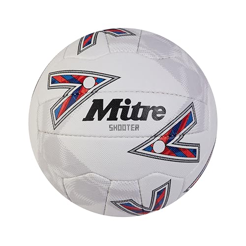 Mitre Shooter Palloni Da Calcio Per Unisex Adulto, Bianco/Rosso/Blu/Blu, 5