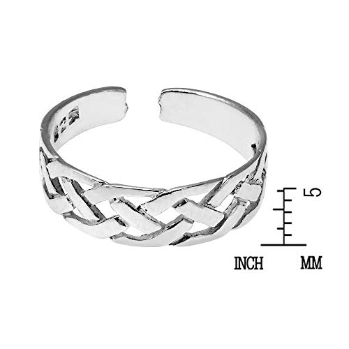 AeraVida Interwoven Celtic Knot .925 Sterling Silver Toe Ring or Pinky Ring | Celtic Knot Toe Rings for Women Sterling Silver | Silver Toe Rings for Women | Adjustable Toe Ring - Thumbnail 4