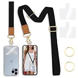 Yonlevres Phone Lanyard Crossbody Wrist Strap, Black Cell Phone Lanyards for around the Neck Wristlet Adjustable Strap for Keys Case ID Badges Accessories