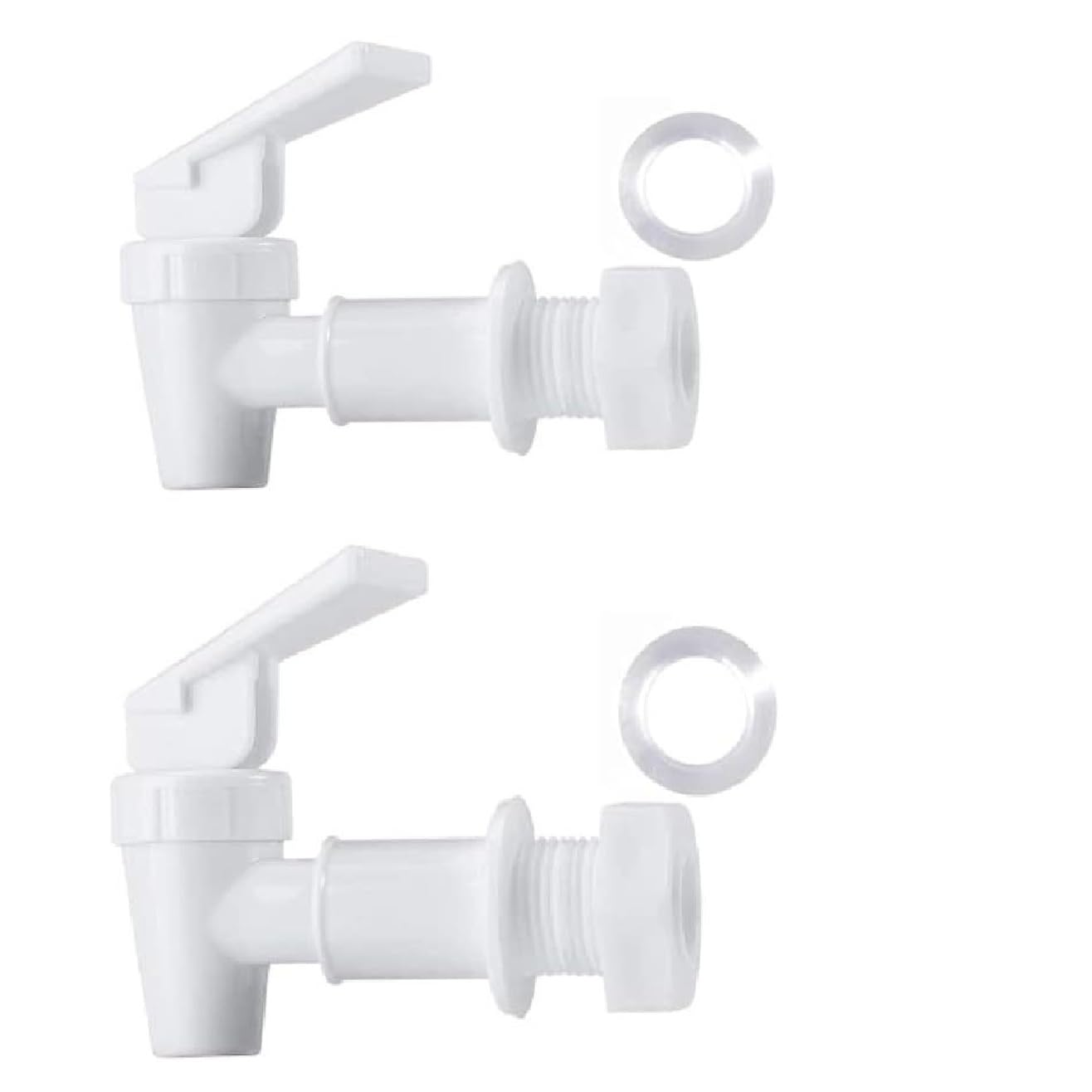 2 Pcs Replacement Cooler Faucet, Reusable Spigot Spout Water Beverage Lever Pour Dispenser Valve Water Crock Tap, BPA Free Plastic WaterSpigot (White)