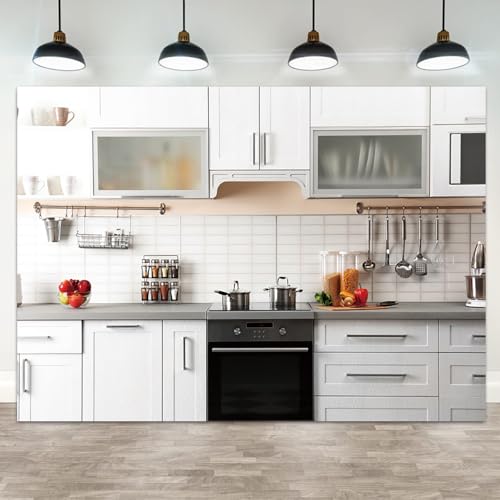 ASDCXZ 10x8ft Kitchen Backdrop Modern White Kitchen Wall Photography Background House Interior Scene Kids Baking Cooking Party Birthday Banner Decorations Family Gathering Portrait Photo Booth Prop