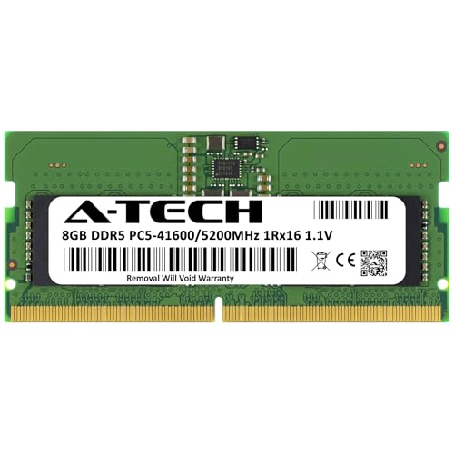 Image of A-Tech 8GB DDR5 5200MHz PC5-41600 CL42 SODIMM 1Rx16 Single Rank 1.1V Non-ECC Unbuffered SO-DIMM 262-Pin Laptop Computer RAM Memory Upgrade Module