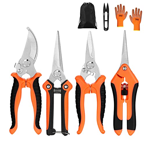 Topbooc 5 pack Garden Pruning Shears Stainless Steel Blades