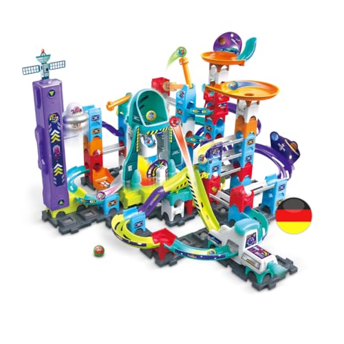 VTech Marble Rush - Space Magnetic Set XL300 E – Interaktive Murmelbahn mit spannenden Bahnelementen, verschiedenen Aufbaumöglichkeiten und Licht- und Soundeffekten – Für Kinder von 4-12 Jahren
