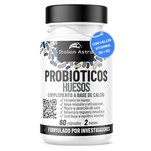 Probiótico Lactobacillus Reuteri + Vitamina D3/K2 + Calcio para Huesos Fuertes - Suplemento Huesos Mujer - Apoyo Salud Ósea - 60 Cápsulas 2 Meses - DE INVESTIGADORES A CONSUMIDORES