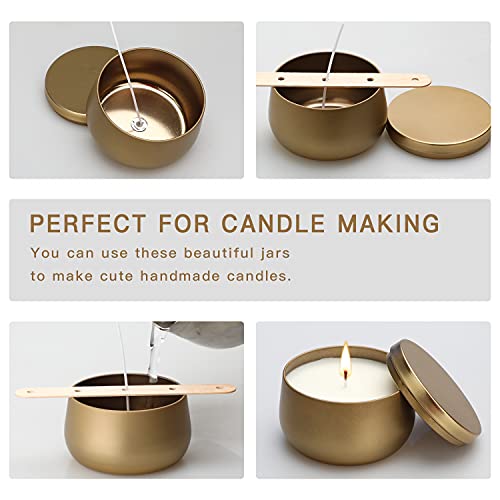 Nachy Gold Candle Tins 24 Pcs, 8 Oz Round Metal Tin Jars With Lids, Holiday Candle Container Empty Storage Tin For Candle Making #TOP3