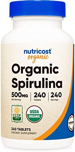 Nutricost Organic Spirulina 500mg, 240 Tablets - Gluten Free, Non-GMO