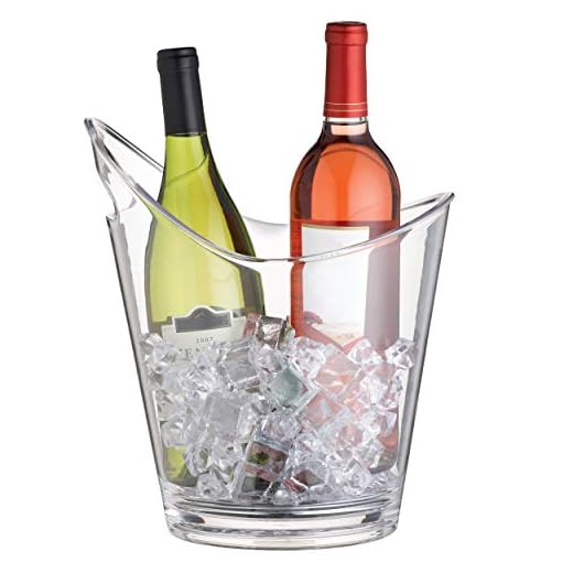 BarCraft Getränkekühler, Großer Bierkühler für BBQ, Party Kühlbehälter für Bier, Wein, Champagner und Sekt, Großer Eiseimer, Transparent Acrylglas, 10 Liter, 20,5 x 25,5 x 28,5 cm, (für 2 Flaschen)