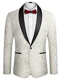 JINIDU Men's Floral Suit Jacket Slim Fit Embroidered Party Wedding Blazer Prom Dinner Tuxedo Jacket