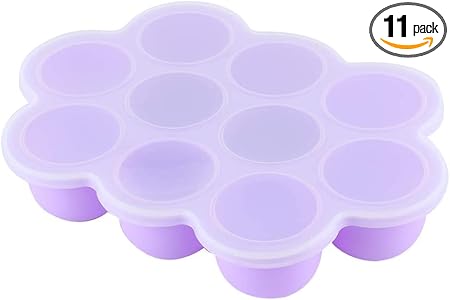 RADHIKA STORE Baby Food Nibble Tray, Silicone Food Molds, Silicone Baby Food Freezer Tray, Food Storage Container for Homemade Baby Food with lid,10 Compartment, 1pc, Purple.