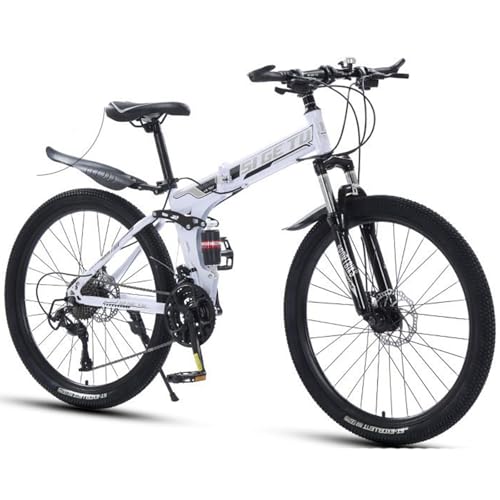Wmmner Bicicleta de Montaña de 26 Pulgadas de Acero de Alto Carbono, Plegable, Veloz, con Doble Amortiguación, para Hombres Y Mujeres/a/24 Velocidades