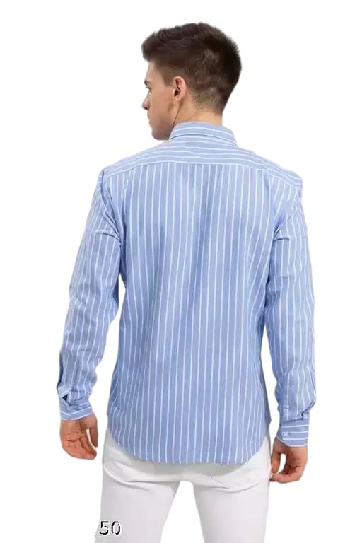 Image of Mahima Ethnic Centre's Men's Striped Casual Shirt Regular Fit Long Sleeve Cotton Blend
