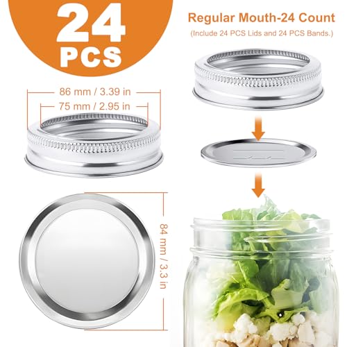 48 PCS Wide Mouth Mason Jar Lids and Rings, Leakproof Canning Lids with Silicone Seals | Split-Type Design for Easy Replacement (Wide Mouth) by LDIWEE - Image 2
