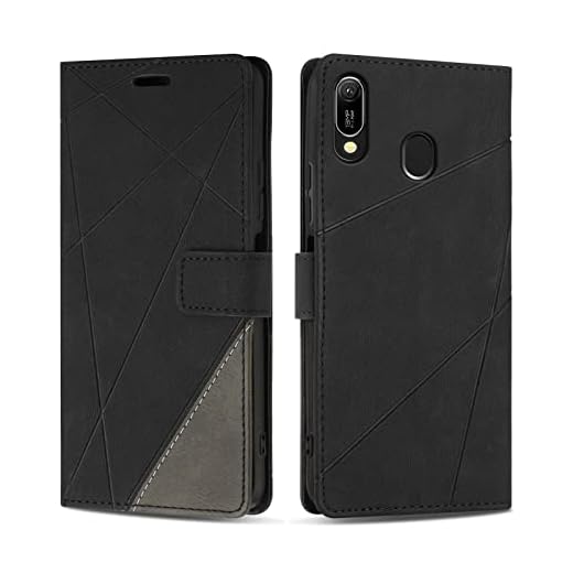 SONWO Hülle für Huawei Y6 2019 / Huawei Honor 8A, Premium PU Leder Handyhülle Flip Case Wallet Silikon Schutzhülle Klapphülle für Huawei Y6 2019 / Huawei Honor 8A, Schwarz