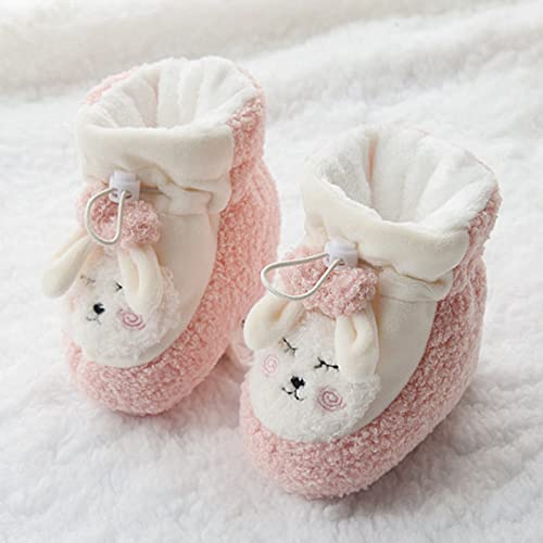 Baby Shoes Cotton Shoes Plus Velvet Thick Warm Soft Soled Shoes Cute Do Not Fall Before The Shoes Black Flats For Girls (Pink, 12-18 Months) #TOP3