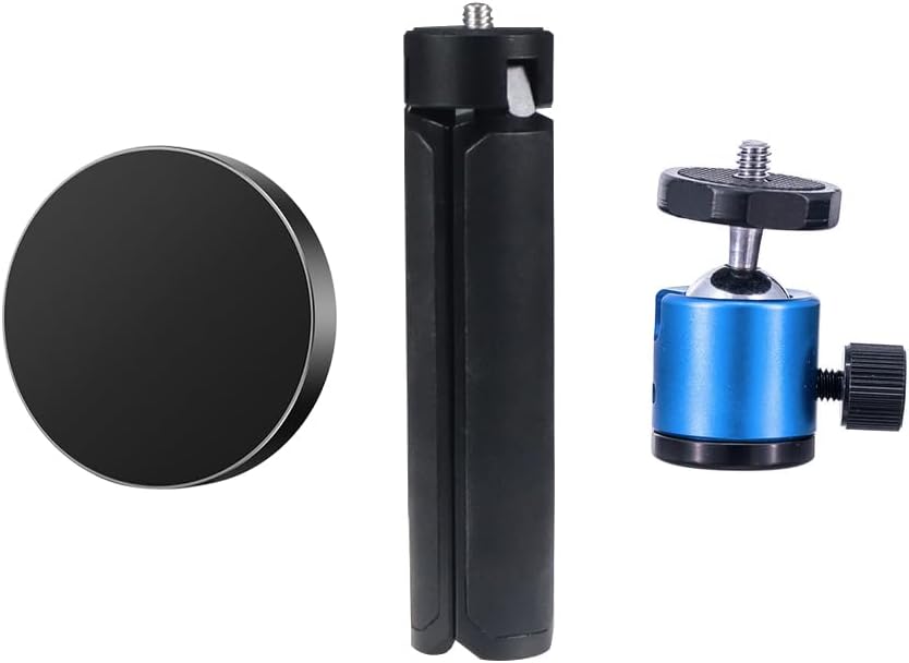 FEICHAO Magnetic Base Phone Holder Mini 1/4 Tripod Mount Compatible with MagSafe Phone Stand Accessories (3 in 1 Set,Blue)