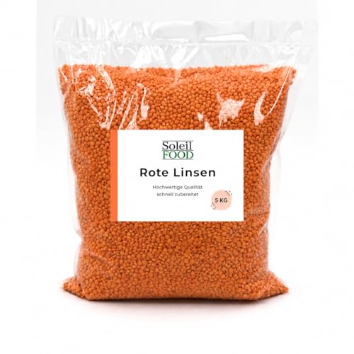SoleilFOOD Rote Linsen 5 kg Sack Red Lentils Mercimek Hülsenfrüchte