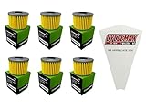 Cyclemax Six Pack compatible with Kawasaki Oil Filter 52010-1053 Contains Six Filters and a Funnel
