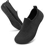 KOWAYI Pantuflas para mujer y hombre, antideslizantes, con parte inferior plana, cómodas, pantuflas neutrales, Black, 45/46 EU