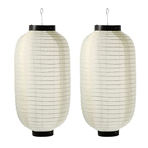 VILLCASE 2 Faroles Colgantes De Estilo Japonés Adornos Decorativos De Seda para Interiores Y Exteriores (Beige)