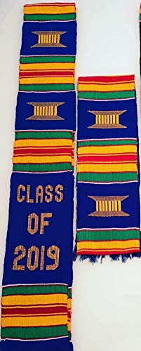 Class of 2019 Handwoven Kente Graduation Stole (Blue & Gold)