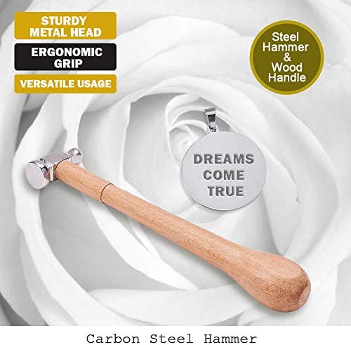 BENECREAT 1lb Chasing Hammer Jewelry Making Hammers with Comfortable Wood Handle for Jewelry Craft Making, 10 Inches Long, 2.24 Inch Wide