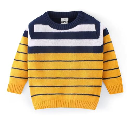 Image of Boys Sweater,Winter Sweater,Full Sleeve Striped Pullover Sweater Round Neck Woolen Topwear Sweatshirt for Girls & Boys (Pack of 1)