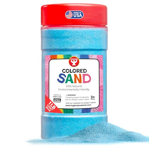 Image of Hygloss Colored Sand for Crafts - 1 lb Bottle, Light Blue - Vibrant Colorful Fine Sensory Play Sand Art Kits for Kids - Classroom Activities for Children 3 4 5 6 7 8 9 10 11 12 - Safe for Ages 3+