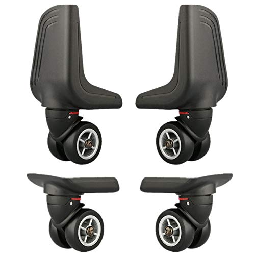 360 Degree Swivel Mute Repair Replacement Luggage Wheel Suitcase Wheels Parts Spinner (W078#) (Front & Back Wheels (Set of 2 Pairs))