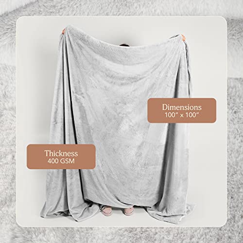 Unhide Cuddle Puddle - Faux Fur Blanket - Oversized, Lightweight, Extra Soft Blanket - Machine Washable - Add A Layer Of Softness To Any Bed Or Couch - 100” X 100” - Silver Fox #TOP1