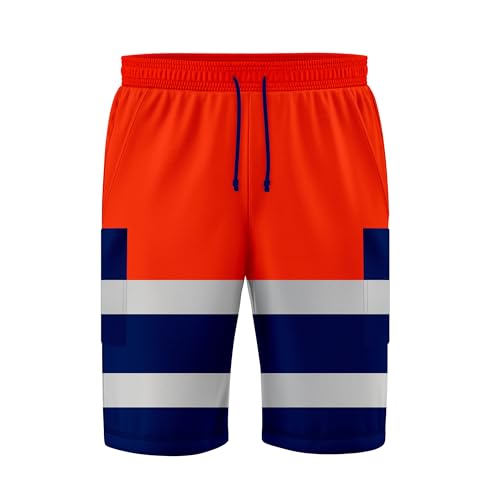 Short cargo réfléchissant à plusieurs poches et taille réglable