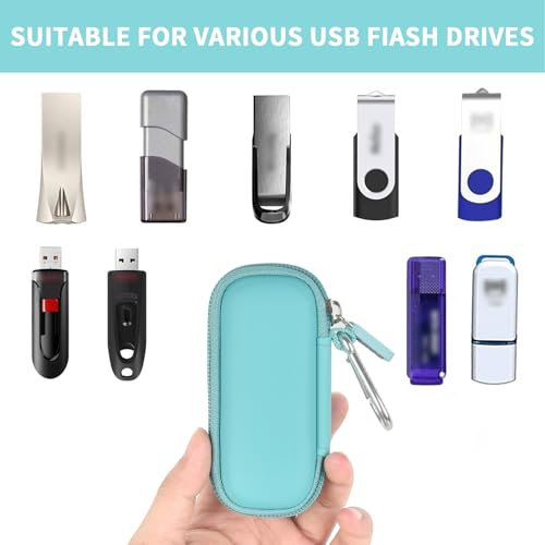 Image of USB Flash Drive Case, SD Card /Thumb Drive /Memory Cards Holder, Bag Only | SDXC /SDHC Storage, Electronic Accessories Organizer for SanDisk / for Samsung, for Students /IT /Office /School /Travel, Mint