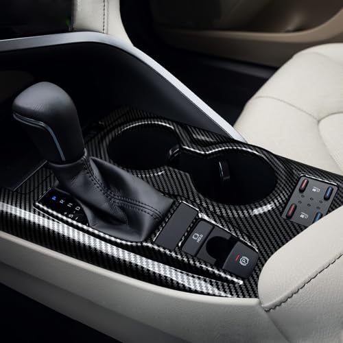 Image of Car Trim Gear Shift Cover Cup Holder Decal Carbon Fiber ABS Sticker Compatible with Toyota Camry XV70 XLE XSE 2018-2024 Accessories (with Seat Heater Button)