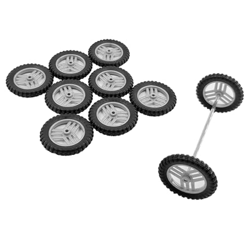 10PCS RC Toy Wheel 2.5mm Dia Shaft RC Car Motorcycle Rubber Tire Wheel with Round Rod Shaft Axles for RC Car Motorcycle DIY Model Toy Replace Parts (2.5x41mm)