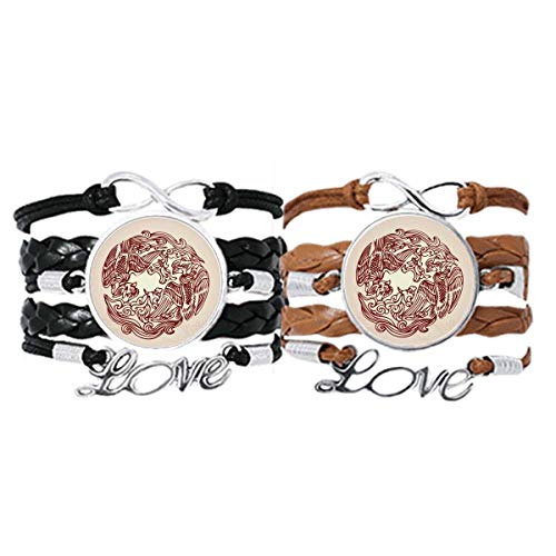 Bracelet en cuir phénix chinois : lot de 2 accessoires ajustables anti-irritation