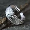 NicoWerk Ring Silber 925 Damen – Breiter, eleganter Silberring Damen 925 Silber mit Struktur, gewickelt, Schmuck für Frauen, verstellbar - SRI1004 #1