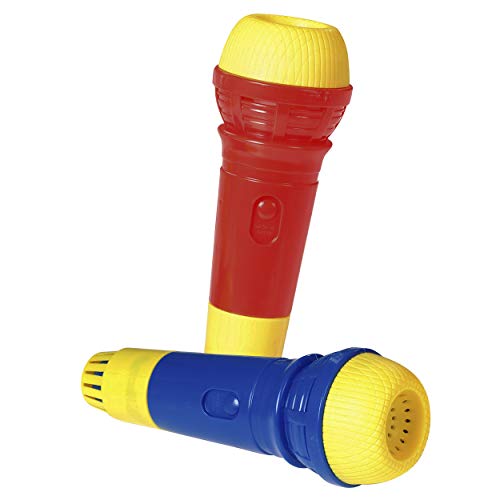 HTI Toys & Games Groovy Tunes PACK OF 2 Echo Microphones Red & Blue | Great Singing Toy Prop Mic For Kids and Adults Girls And Boys