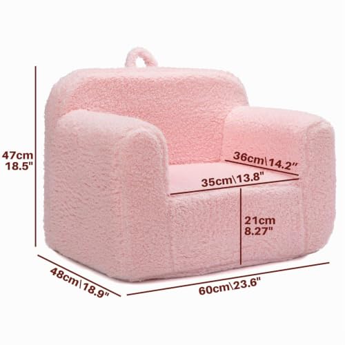 Miniatura 3 de Bejoy Sillón Para Niños,Sofá Infantil Ultra Suave De Espuma Acolchada,Sillón Infantil Cómodo De Sherpa Para Leer,Individual Para Niños Y Niñas, Rosa