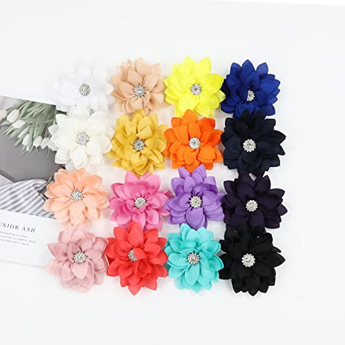 Insowni 20 Pack Large Chiffon Flower Alligator Hair Clips Big Fabric Lotus Flower Hair Barrettes With Rhinestone Clothes Brooch Pins Floral Bows Accessories For Baby Girls Toddlers Kids Teens Women #TOP4